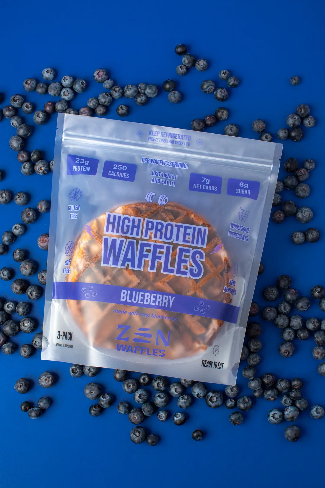 Zen Blueberry protein waffle pack